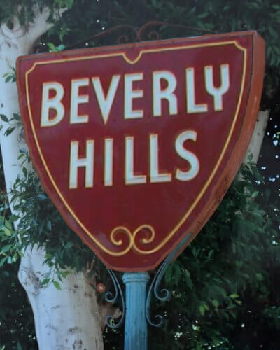 Beverly Hills California city border sign stadsgrens verkeersbord
